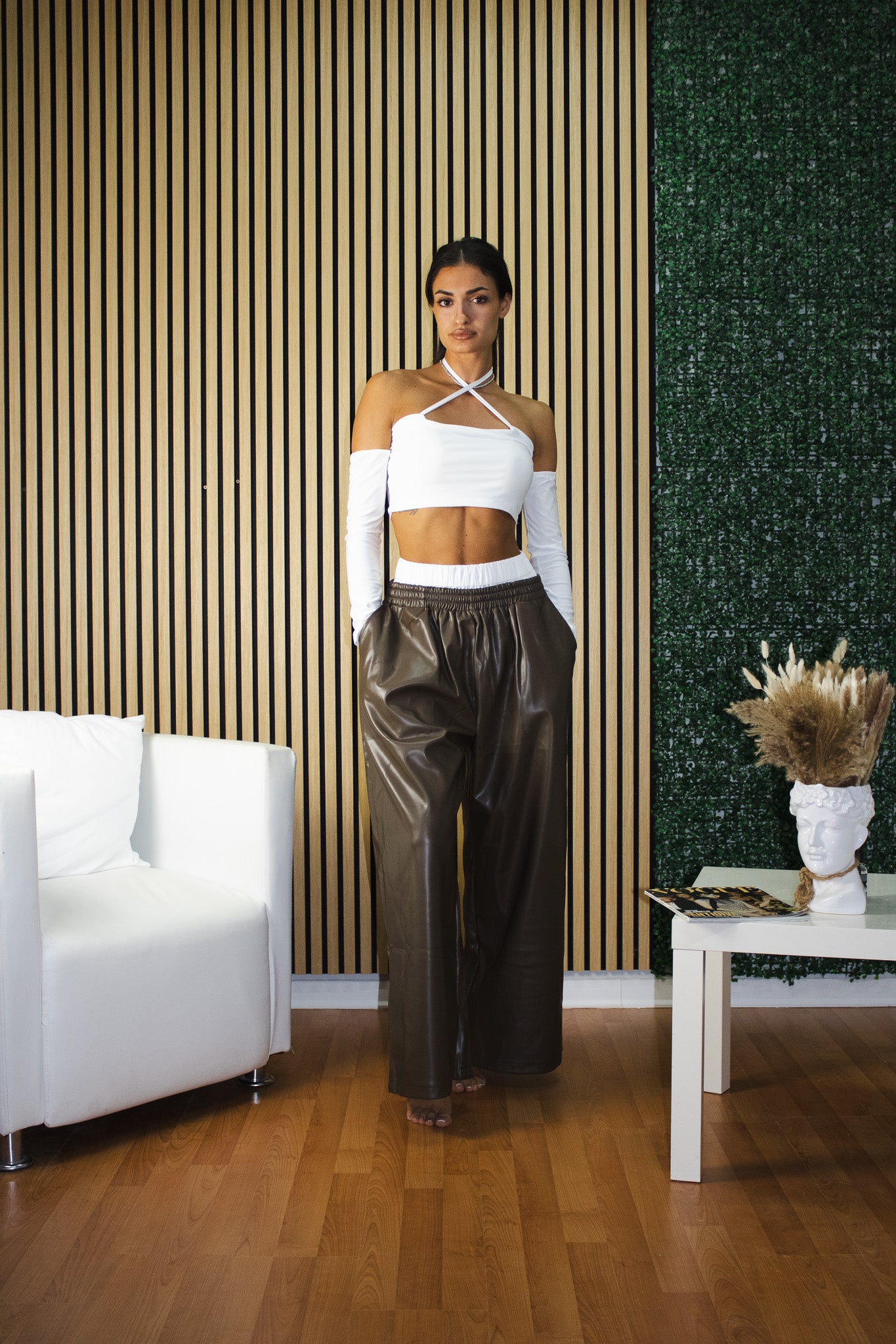 Pantalone BOX LEATHER marrone